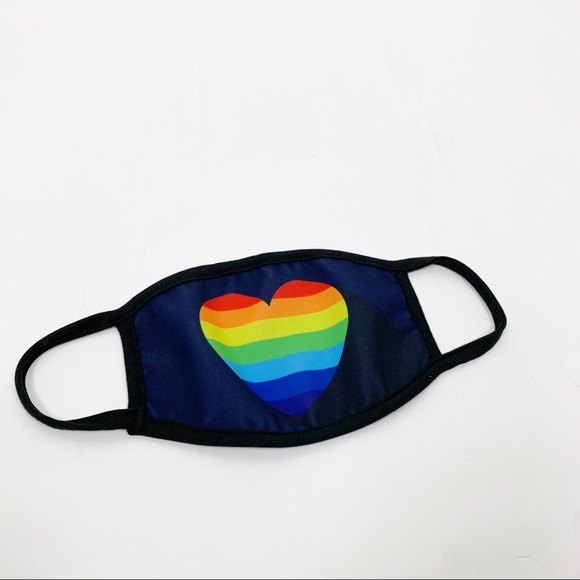 Rainbow Heart LGBT Pride Cloth Face Mask Covering - Picture 2 of 10
